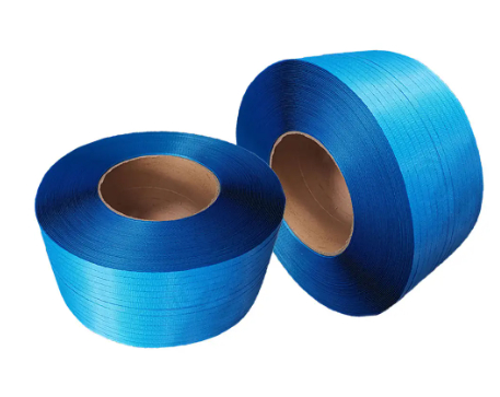 Blue Pet packaging with smooth and embossed polyester tape