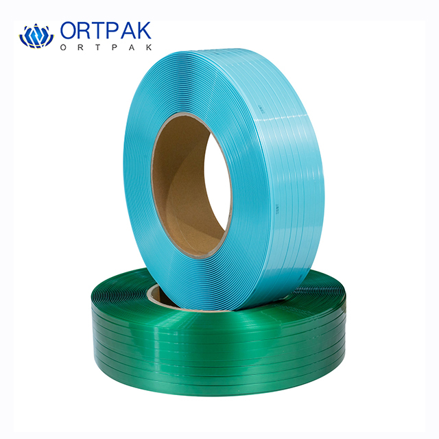 Blue Pet packaging with smooth and embossed polyester tape